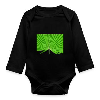 Tropical palm tree / Palmier tropical - Body Bébé bio manches longues - noir - Devant