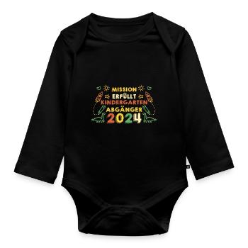 1 Grade School Child Back to School Kindergarten Kita E - Organic Longsleeve Baby Bodysuit - black - Front