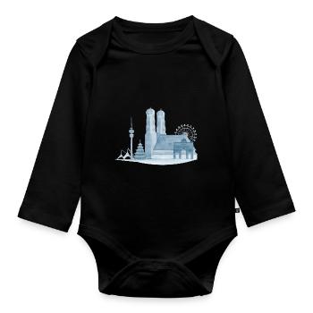 Das Geschenk für Münchner und München Liebhaber - Baby Bio-Langarm-Body - Schwarz - Vorne
