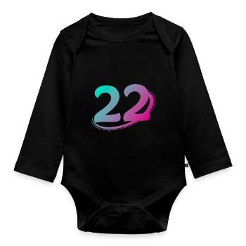 Number 22 multicolor - Organic Longsleeve Baby Bodysuit - black - Front