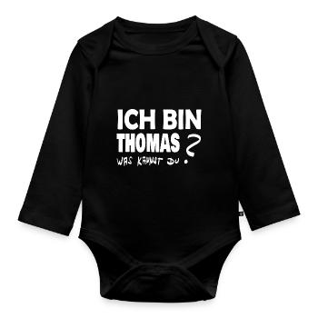 Gift for Thomas - Organic Longsleeve Baby Bodysuit - black - Front
