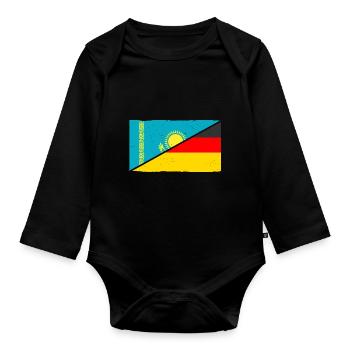 Kasachen Deutschland Kasachstan - Baby Bio-Langarm-Body - Schwarz - Vorne