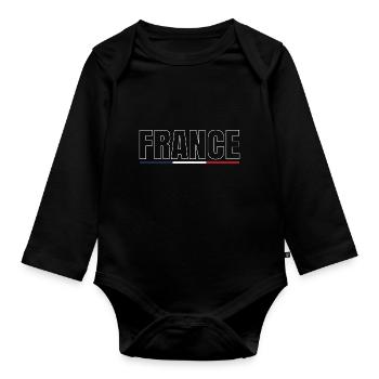 FRANCE drapeau et emblème de la France. Supporter - Body Bébé bio manches longues - noir - Devant