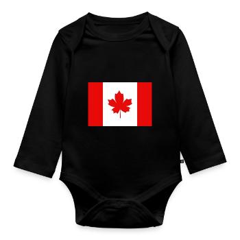 Kanada Flagge - Baby Bio-Langarm-Body - Schwarz - Vorne