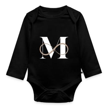 Infinite letter m - Organic Longsleeve Baby Bodysuit - black - Front