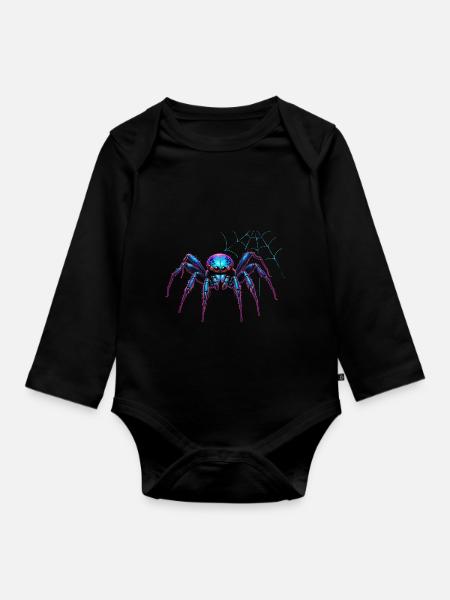 Spider - Langærmet babybody, økologisk bomuld - sort