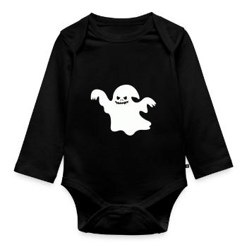 Ghost - Organic Longsleeve Baby Bodysuit - black - Front