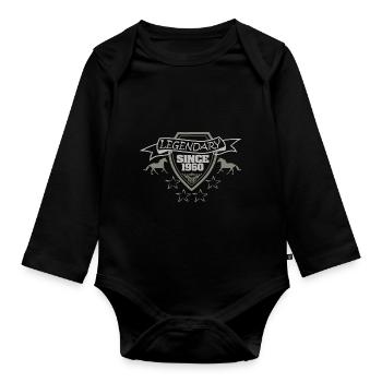 1960 - Organic Longsleeve Baby Bodysuit - black - Front