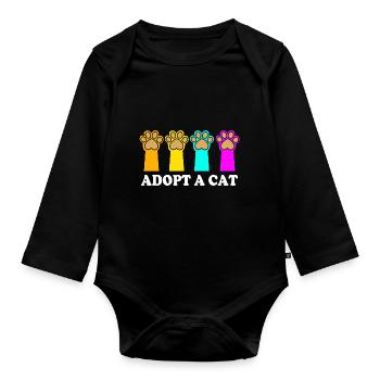 Cat Rescue Animal Rights Animal Rescue Animal Shelter - Organic Longsleeve Baby Bodysuit - black - Front
