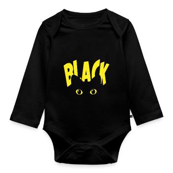 Halloween Schwarze Katze - Baby Bio-Langarm-Body - Schwarz - Vorne