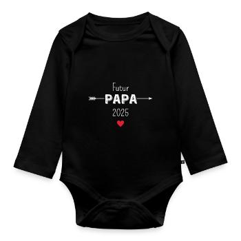 Futur papa 2025 - Body Bébé bio manches longues - noir - Devant