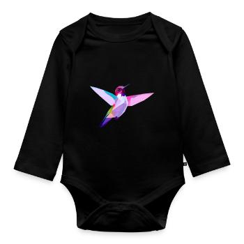 Vibrant Purple-Headed Bird in Flight - Organic Longsleeve Baby Bodysuit - black - Front