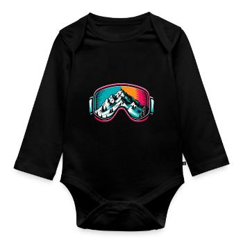 Ski Goggles Skier Skiing Winter Sports Skis - Organic Longsleeve Baby Bodysuit - black - Front
