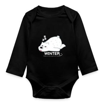 Ours d’hiver - Body Bébé bio manches longues - noir - Devant