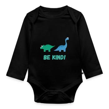 "Dino-Zauberwelt – Abenteuer in der Urzeit" - Baby Bio-Langarm-Body - Schwarz - Vorne