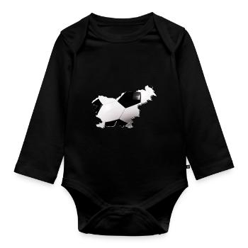 Slowenien Landkarte umrahmt echten Fußball - Baby Bio-Langarm-Body - Schwarz - Vorne
