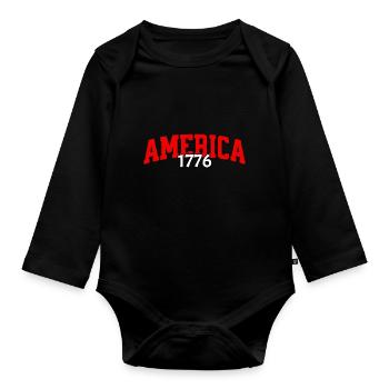 American USA Freedom Justice Fighter Abe 1776 - Organic Longsleeve Baby Bodysuit - black - Front