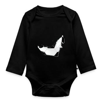(Émirats arabes unis) La carte des Émirats encadre le vrai football - Body Bébé bio manches longues - noir - Devant