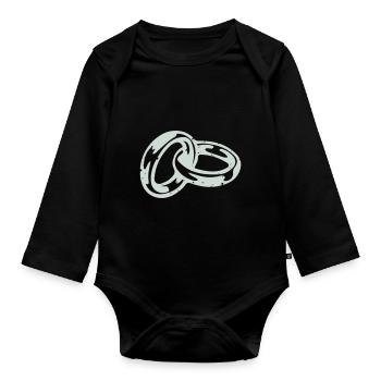 wedding rings - Organic Longsleeve Baby Bodysuit - black - Front