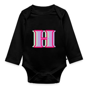 Multi-coloured letter h - Organic Longsleeve Baby Bodysuit - black - Front