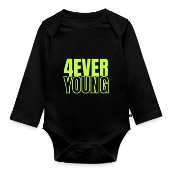 4EVERYOUNG in green design - Organic Longsleeve Baby Bodysuit - black - Front