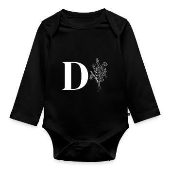 Minimalistisches Blumenmuster - Baby Bio-Langarm-Body - Schwarz - Vorne