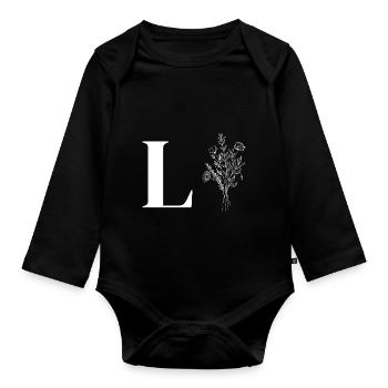 Minimalist flowers - Organic Longsleeve Baby Bodysuit - black - Front