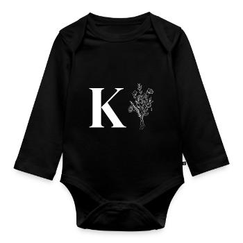 Minimalist flowers - Organic Longsleeve Baby Bodysuit - black - Front