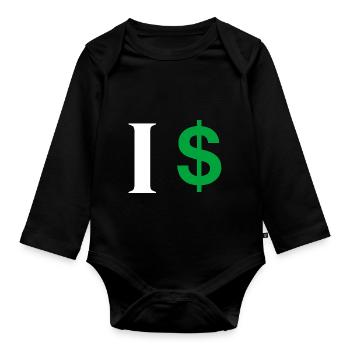 Buchstabe i Dollar - Baby Bio-Langarm-Body - Schwarz - Vorne