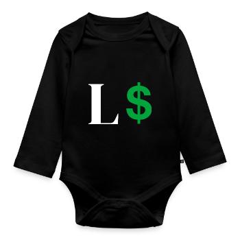 Buchstabe l Dollar - Baby Bio-Langarm-Body - Schwarz - Vorne