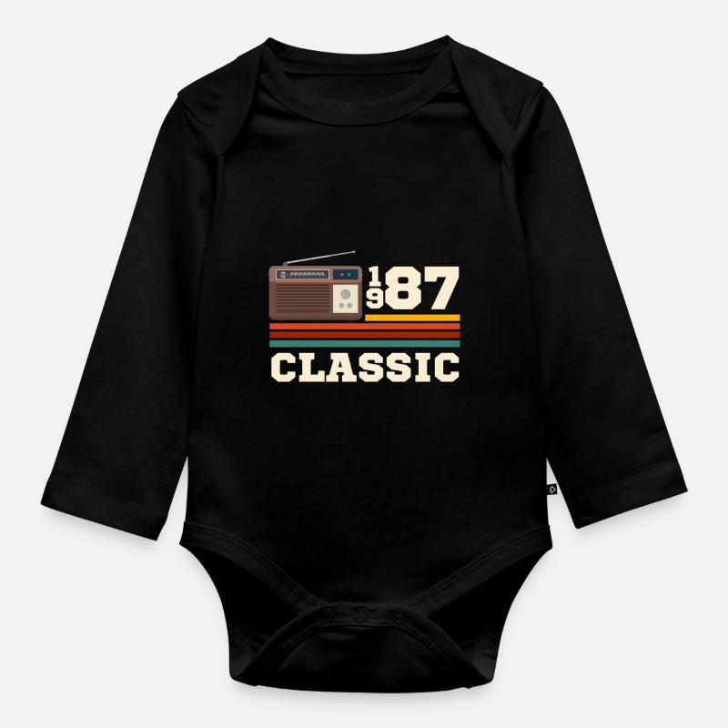 Anniversaire 1987 retro classic - Body Bébé bio manches longues - noir