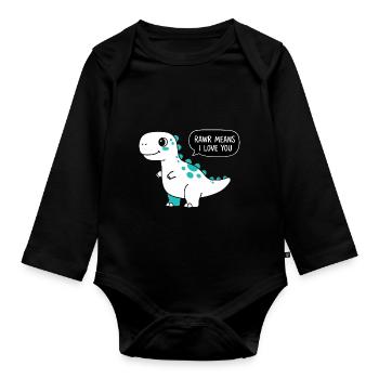 Rawr signifie Je t’aime - Body Bébé bio manches longues - noir - Devant
