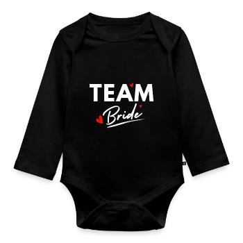 Team Bride Hearts - Brautgeschenk - Baby Bio-Langarm-Body - Schwarz - Vorne