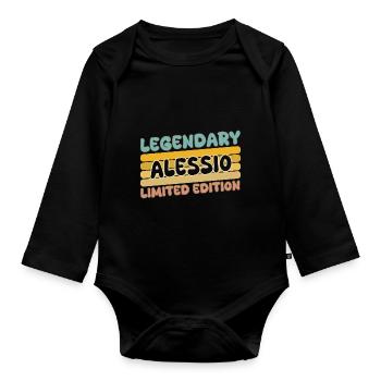 Nom Alessio - Body Bébé bio manches longues - noir - Devant