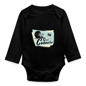Fifties Great connection phone - Organic Longsleeve Baby Bodysuit - black - Front