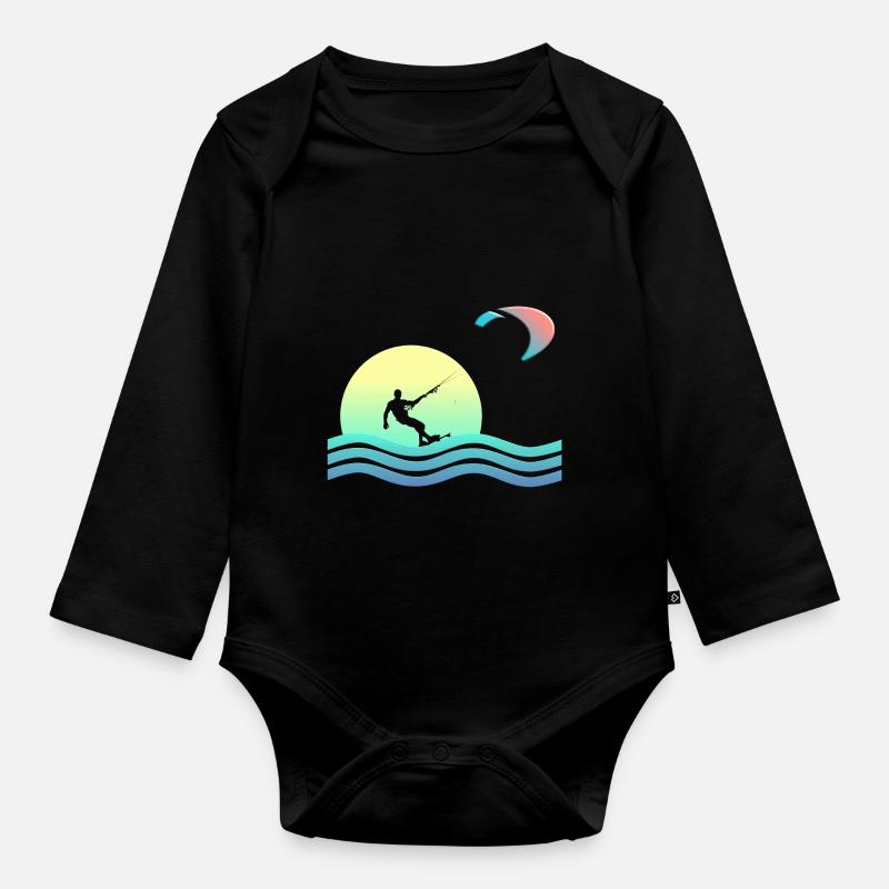 Windkind Kitesurfer - Baby Bio-Langarm-Body - Schwarz