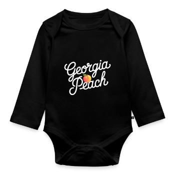 Georgia Peach Script - Organic Longsleeve Baby Bodysuit - black - Front