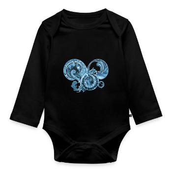 Blue Ornament - Organic Longsleeve Baby Bodysuit - black - Front