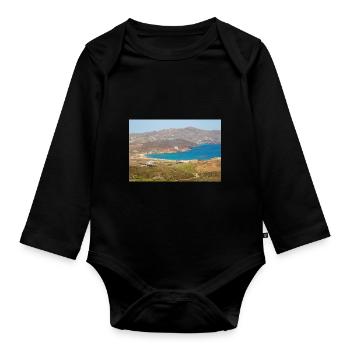 Paralia Ftelias Beach Mykonos Island South Aegean - Organic Longsleeve Baby Bodysuit - black - Front