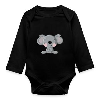 Flirt Koala - Baby Bio-Langarm-Body - Schwarz - Vorne