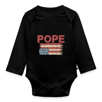 Amerikanische Flagge papst - Baby Bio-Langarm-Body - Schwarz - Vorne