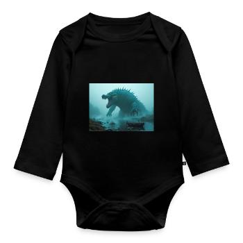 Afanc, keltisch-walisisches Seeungeheuer einer alten Legende - Baby Bio-Langarm-Body - Schwarz - Vorne