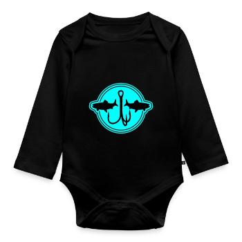Fishing Symbol Fish Hook - Organic Longsleeve Baby Bodysuit - black - Front