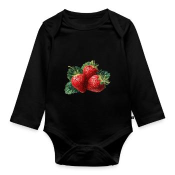 Erdbeere - Baby Bio-Langarm-Body - Schwarz - Vorne