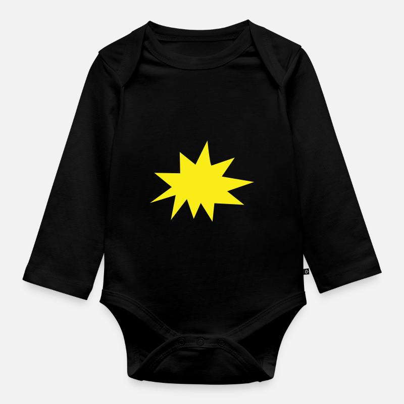 Hintergrund Gelb Explosion Stern - Baby Bio-Langarm-Body - Schwarz