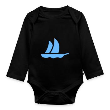 Segelboot (1c) - Organic Longsleeve Baby Bodysuit - black - Front
