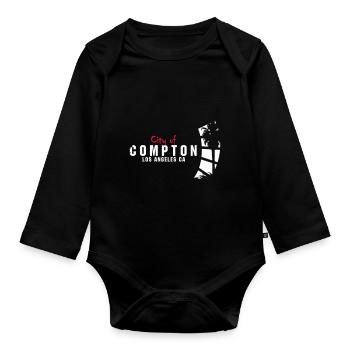 city of compton - Baby Bio-Langarm-Body - Schwarz - Vorne