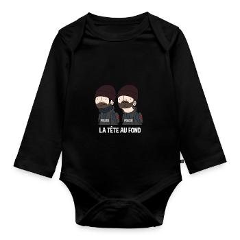 La tête au fond ! - Body Bébé bio manches longues - noir - Devant