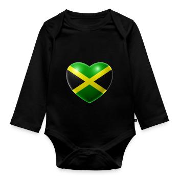 Heart (Jamaica / Jamaica) - Organic Longsleeve Baby Bodysuit - black - Front