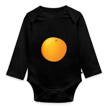 Orange - Organic Longsleeve Baby Bodysuit - black - Front
